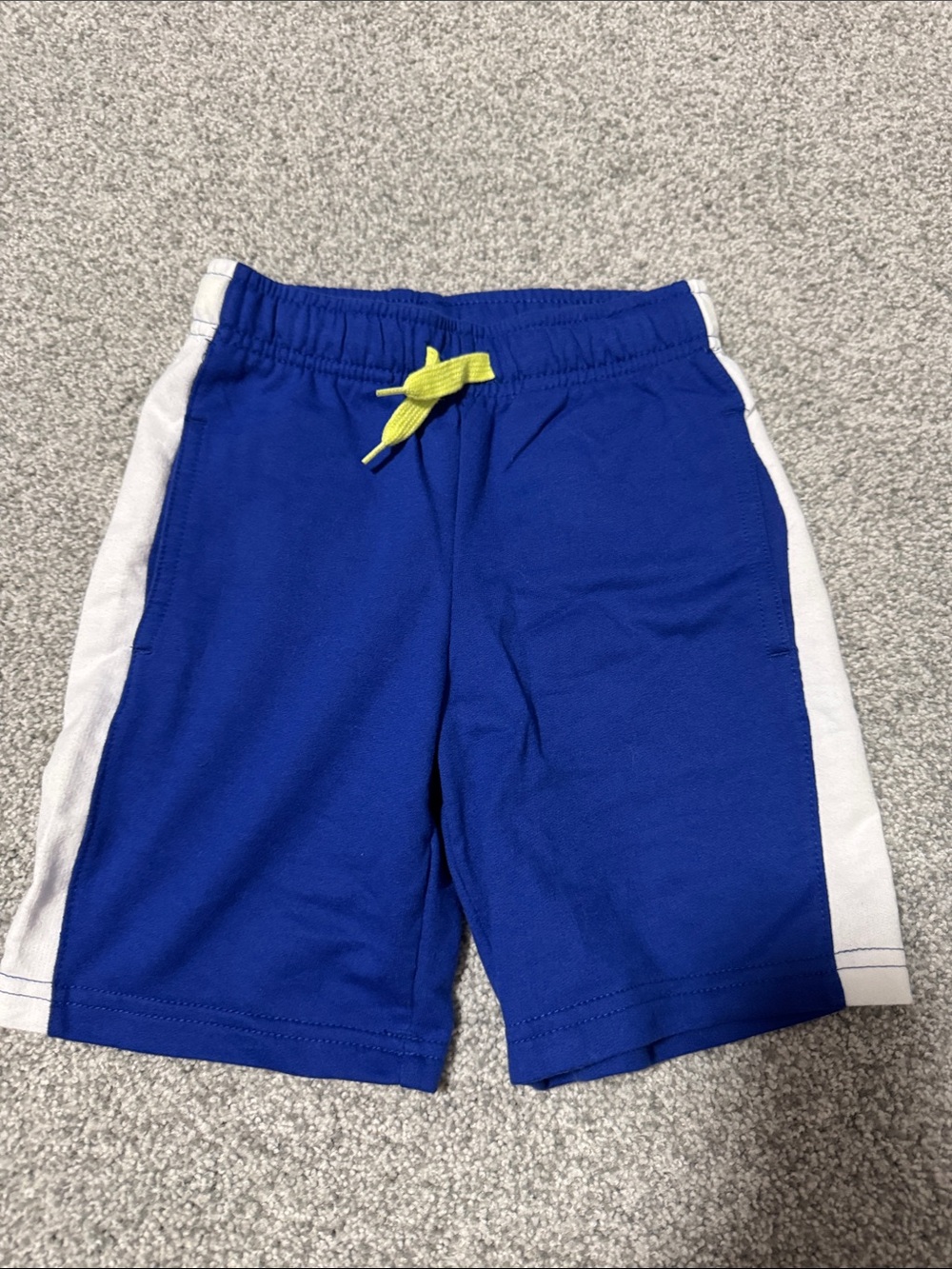 Cat & Jack Royal Blue Shorts with White Side Panels and Yellow Drawstring
